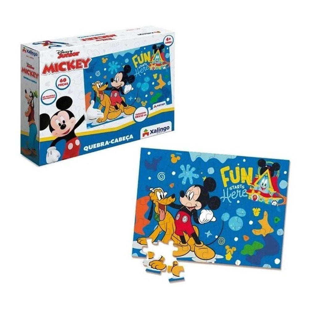 Quebra-cabeça Mickey Disney Com 60 Peças Pedagógico Infantil