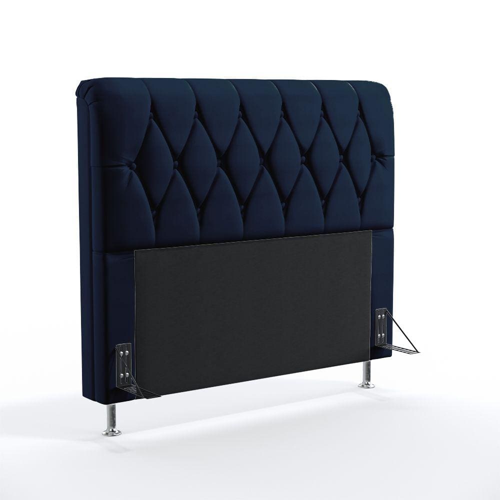 Cabeceira Sirius 140 para Cama Box de Casal N-025 Veludo Azul Marinho Aradecor