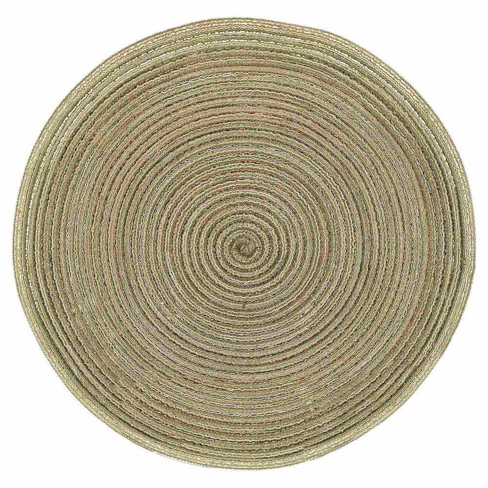 Jogo Lugar Americano Redondo Verde Mesclado 06 Peças Ja10195