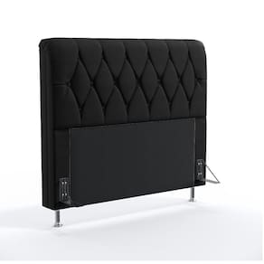 Cabeceira Sirius 160 Queen Couro Preto Aradecor