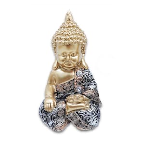 Estátua Buda Tibetano Meditando Estatueta 10 cm Dourado