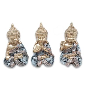 Kit Decoração Trio de Budas Tibetanos Proteção Budista 10 cm