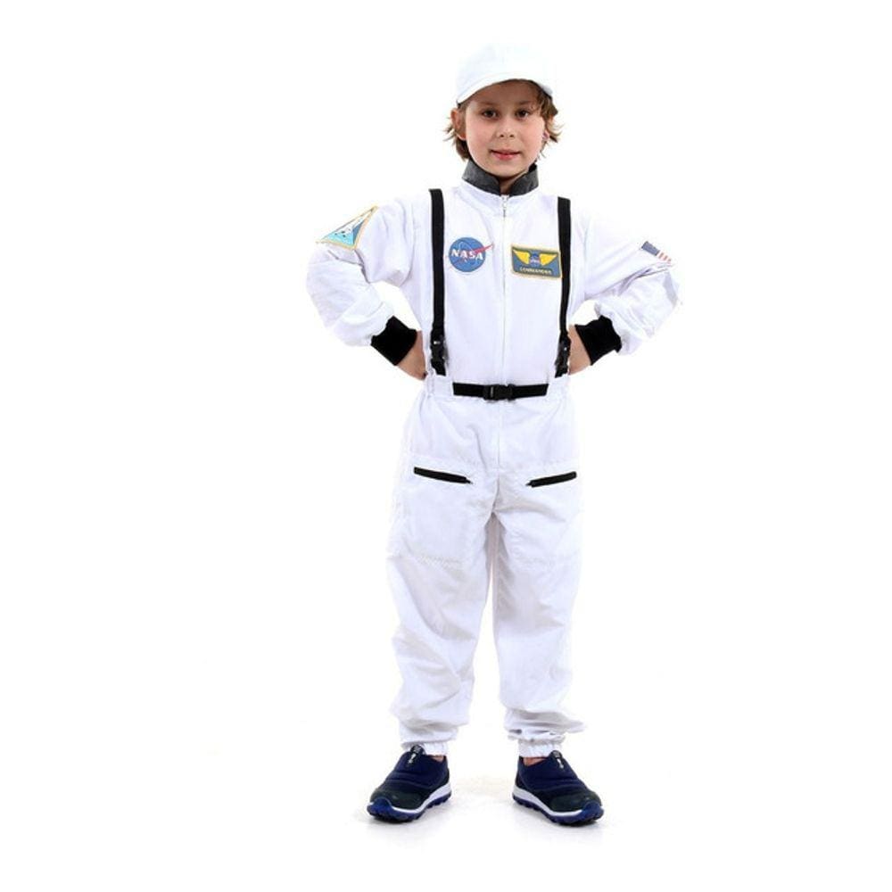Fantasia Astronauta Nasa Infantil Macacão E Boné Luxo Espaço