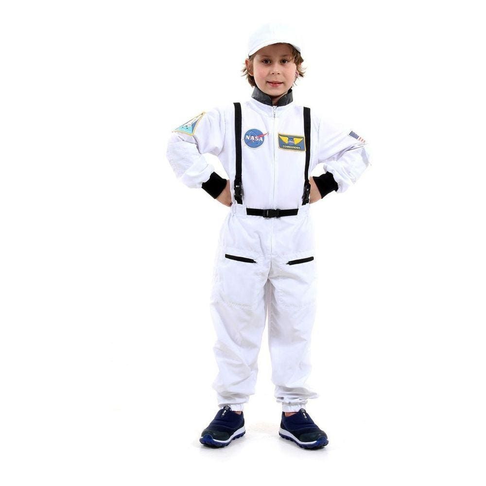 Fantasia Astronauta Nasa Infantil Macacão E Boné Luxo Espaço