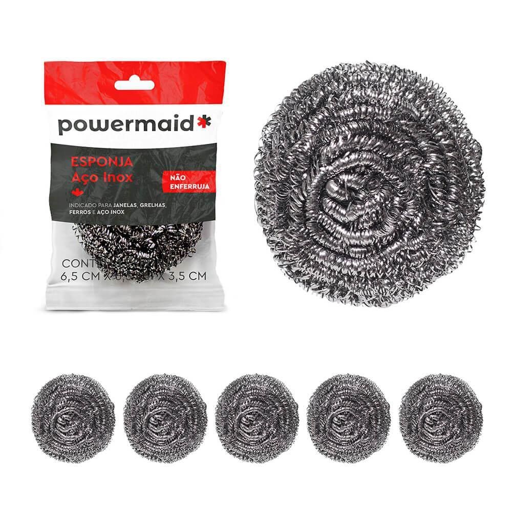 Kit 6 Esponjas Aço Inox Limpeza Pesada - Powermaid