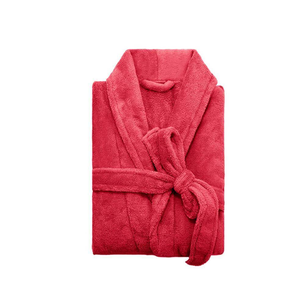 Roupão de Banho Feminino P Microfibra Camesa Vinho - P - Vinho