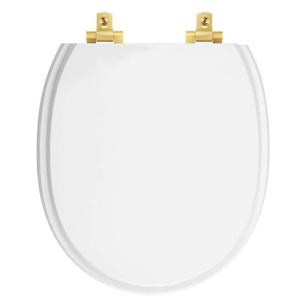 Assento Sanitário Laqueado Soft Close Village Branco Para Vaso Deca Com Ferragem Dourada
