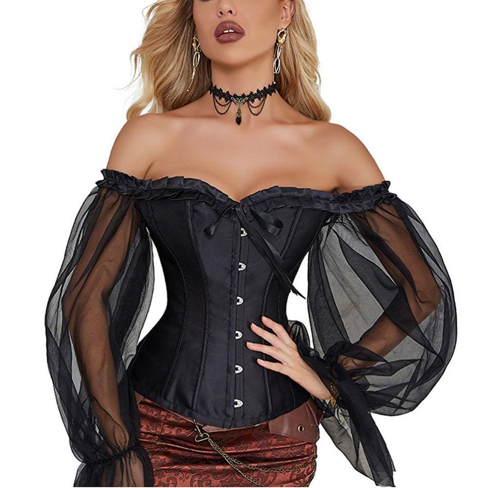 Corpete Corset Corselet Cinta Modeladora Tule Preto M694