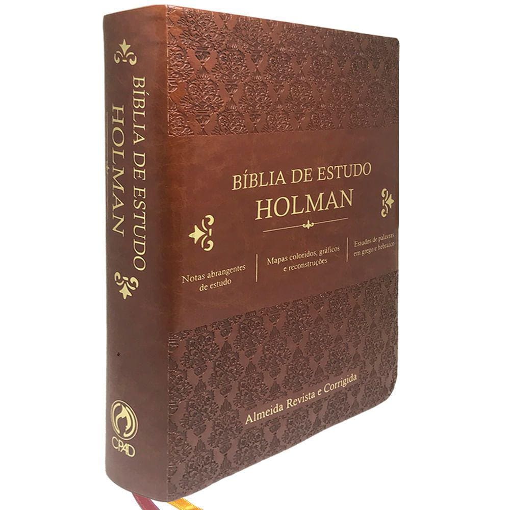 Bíblia de Estudo Holman Luxo Marrom Com Estojo ARC