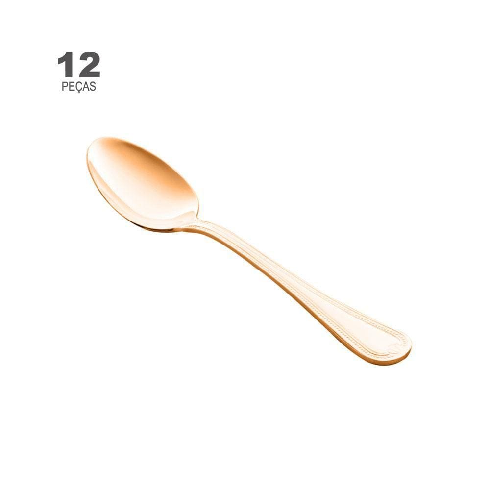 Conjunto de 12 Colheres para Café Wolff Geneve Rose de Aço Inox