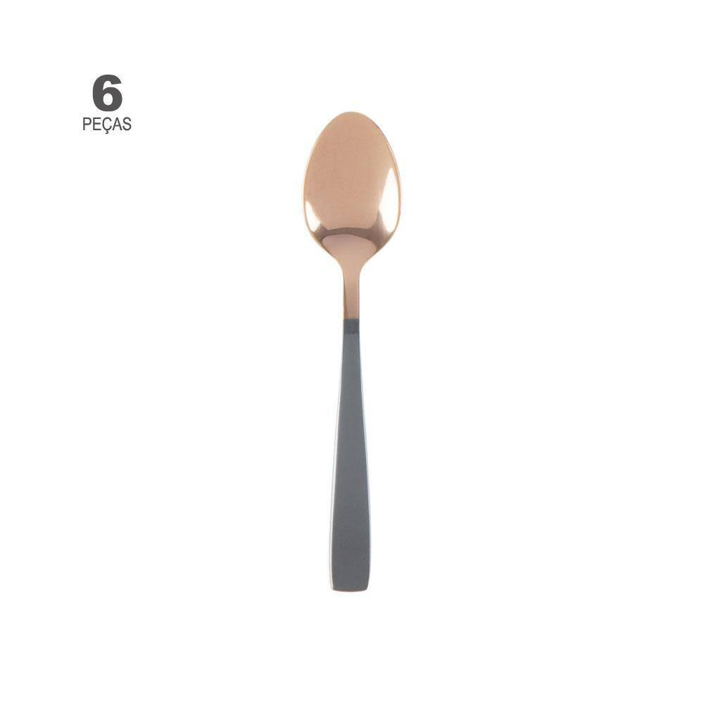 Conjunto de 6 Colheres de Café Wolff Pisa Rose/Preto de Aço Inox