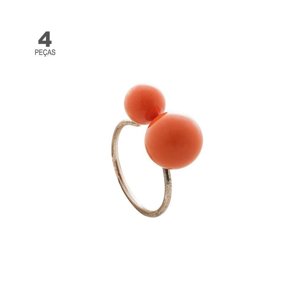 Jogo de 4 Anéis para Guardanapos Wolff Bolas Laranja de Plástico 7cm
