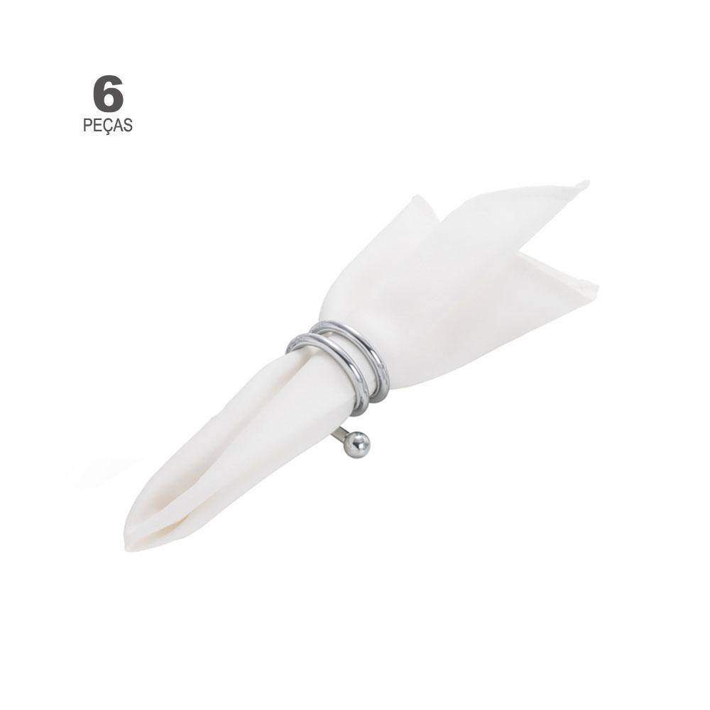 Jogo de 6 Anéis para Guardanapo Wolff Cromado Espiral 9cm x 5cm