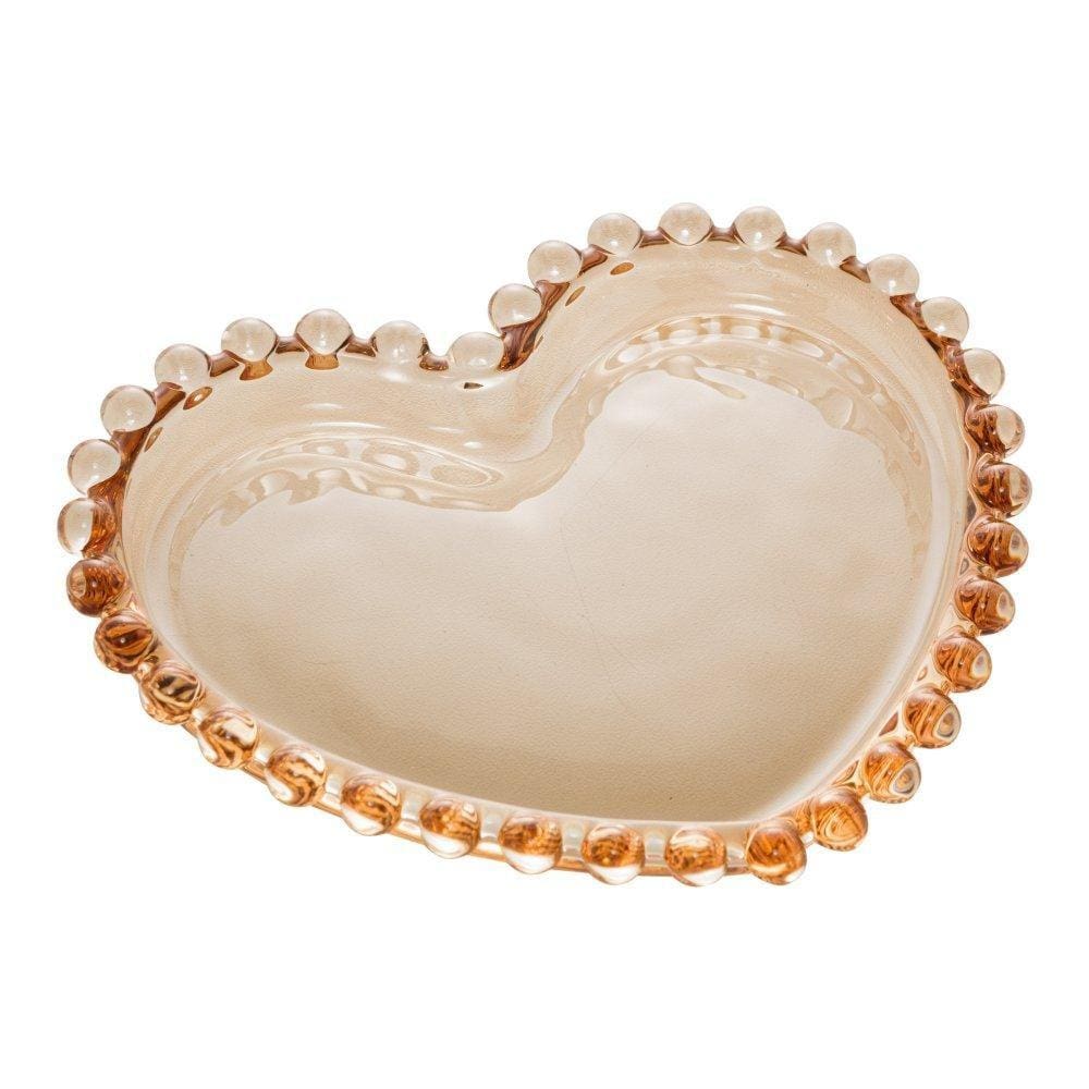 Jogo de 4 Pratos Wolff Pearl de Cristal Âmbar 12cm x 10cm x 1cm