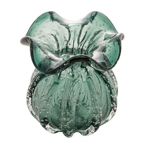 Vaso Wolff Italy de Vidro Verde Esmeralda 10cm