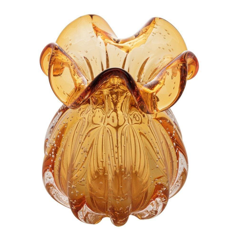 Vaso Wolff Italy de Vidro Âmbar 13cm x 17cm