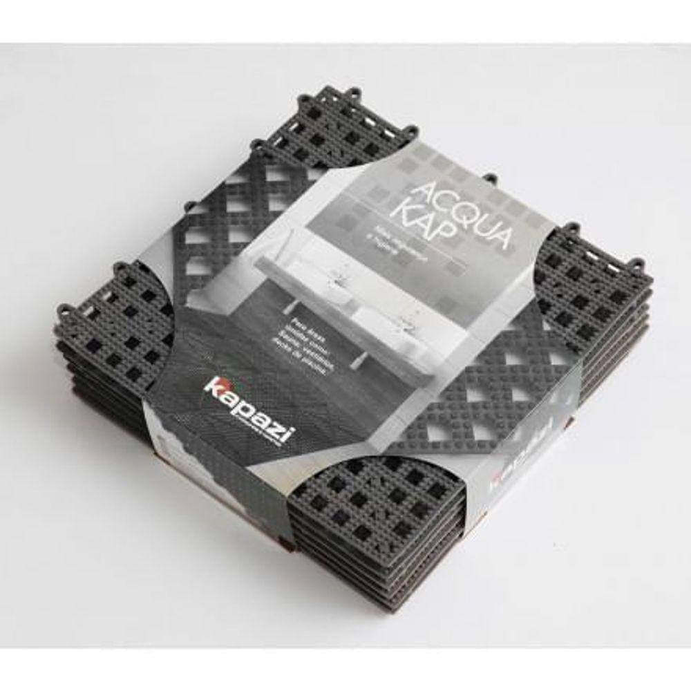 Piso Modular Acqua Kap Preto 30cmx30cm Kit com 6 Peças