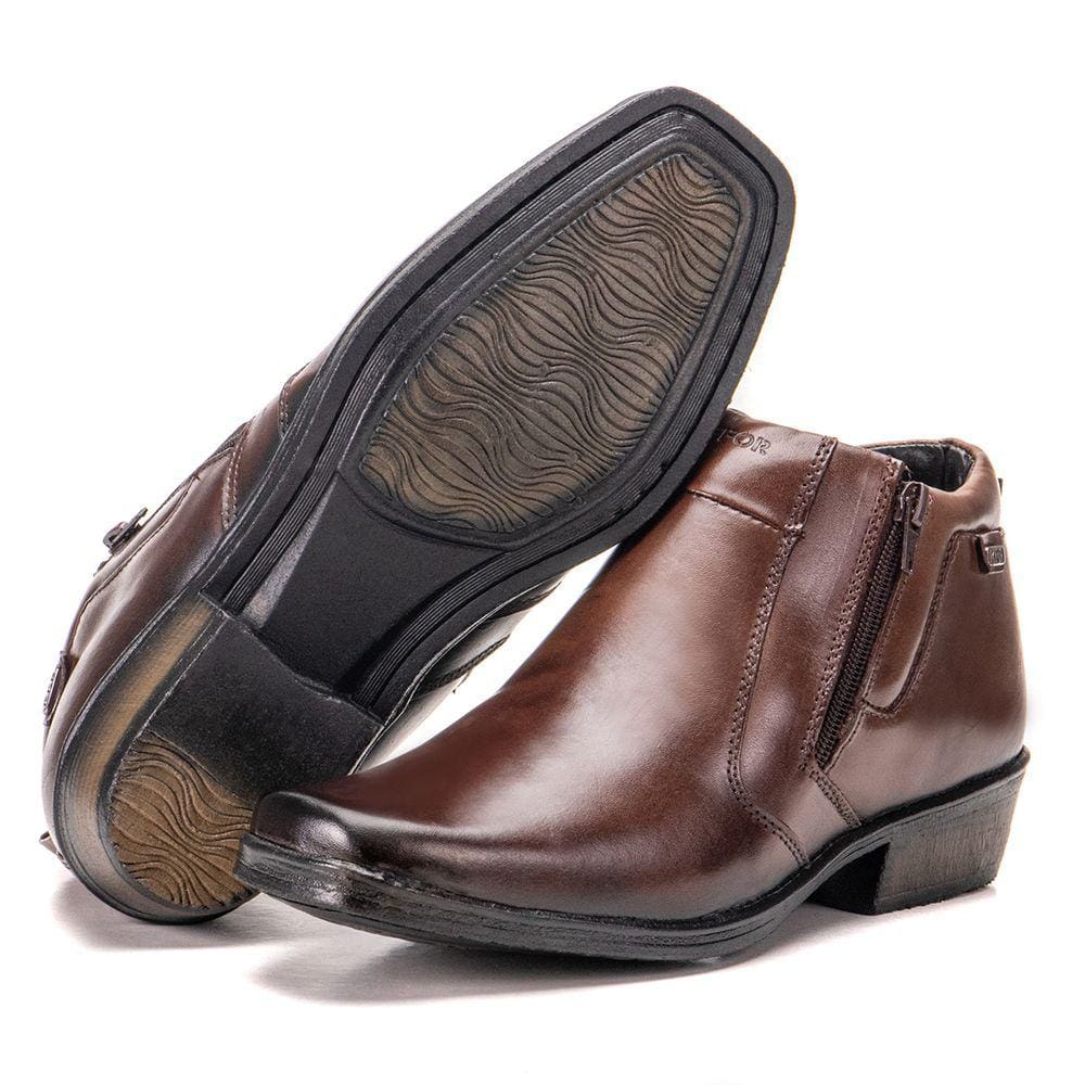 Bota Masculina Social De Couro Country Bico Quadrado Confort
