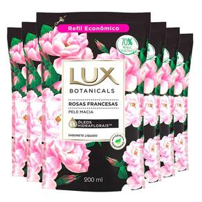 Kit Sabonete Líquido Lux Refil Botanicals Rosas Framcesas 200ml 6 Unidades