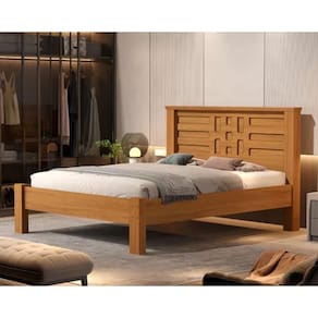 Cama De Casal Laura 100% Mdf - Extrado Madeira - Castanho Nature Basoto