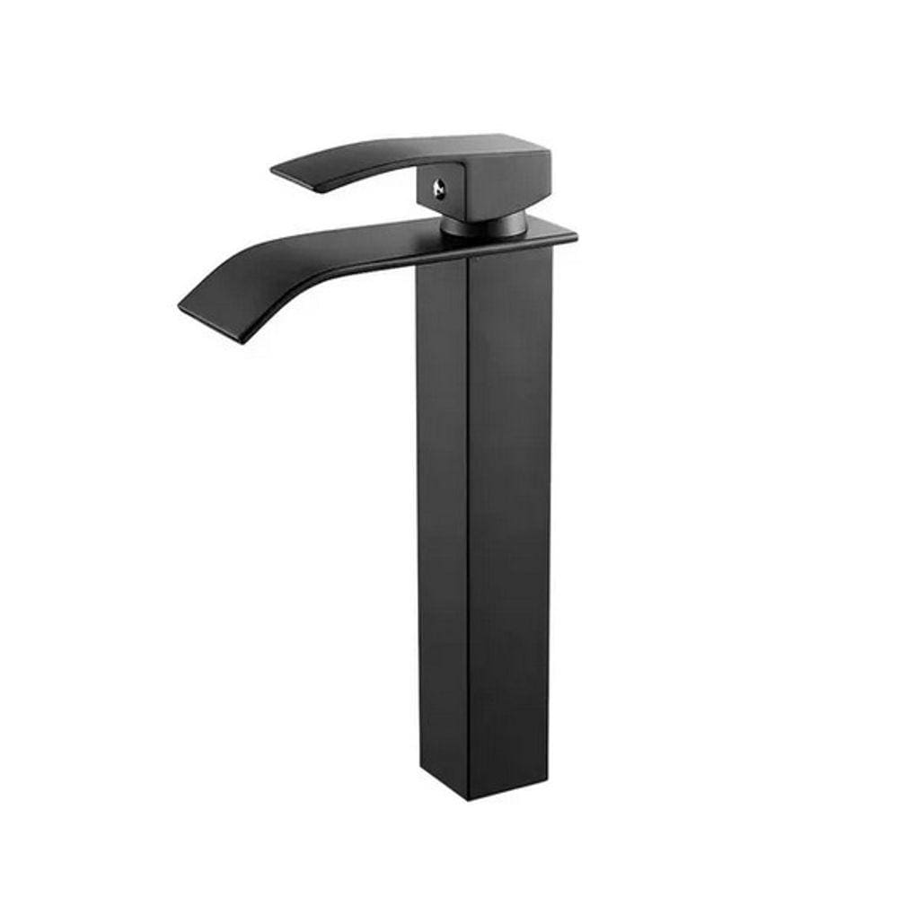 Torneira Banheiro Cascata Misturador Monocomando Alta Preto Black
