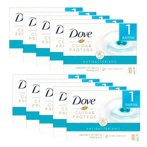 Kit Sabonete Em Barra Dove Cuida & Protege Antibacteriano 90g - 10 Unidades