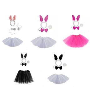 Fantasia Coelhinha Tiara Gravata Rabinho Saia 35cm - 4 Pçs