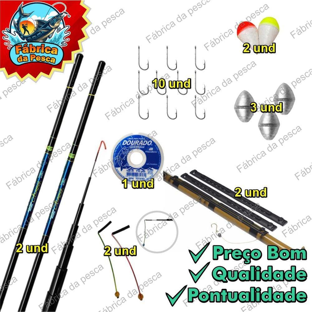 Kit 2 Varas Telescópica De Mão 2,70mt Fibra De Vidro + Carbono