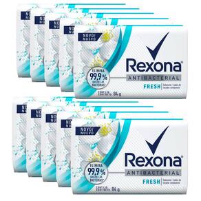 Kit Sabonete Em Barra Rexona Antibacterial Fresh Branco 84g 10 Unidades