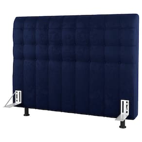Cabeceira Cama Box Casal King Size Dahlia 195Cm Com Frame Veludo Azul Marinho - Desk Design