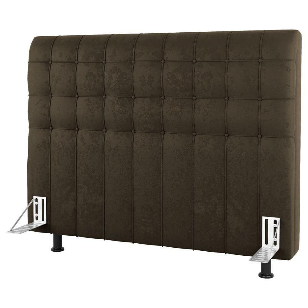 Cabeceira Cama Box Casal Queen Size Dahlia 160Cm Com Frame Suede Marrom - Desk Design