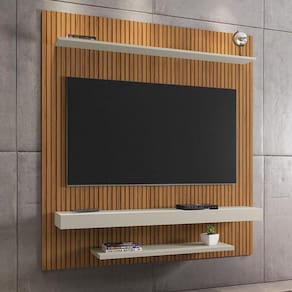 Painel Sala Leme Para Tv Até 60 Polegadas Ripado/off White Ripado/off White
