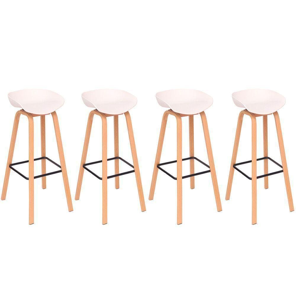 Kit Com 4 Banquetas Toledo Assento Em Polipropileno E Base Em Aço Fratini Branco