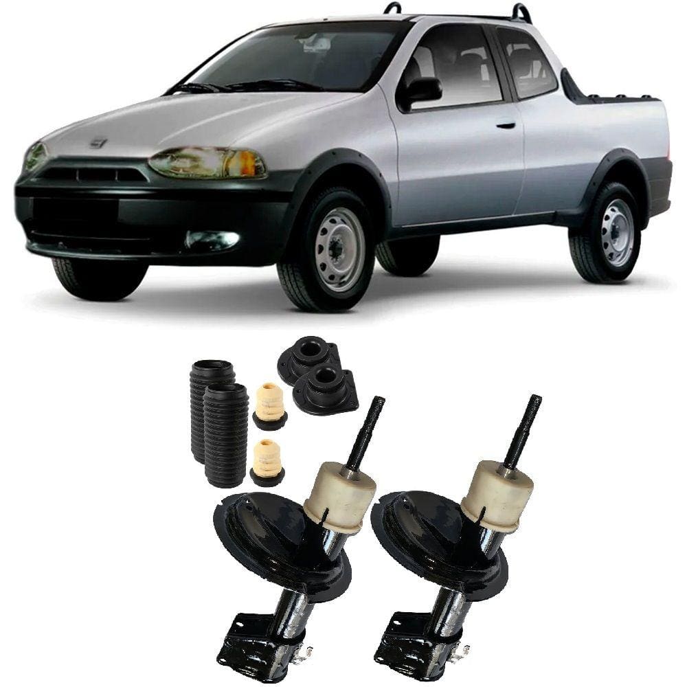 Amortecedor + Kit Batente Fiat Strada Dianteiro 1996 Até 2001 O Par