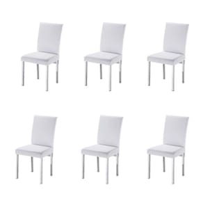 Kit 6 Cadeiras Para Sala De Jantar-Assento Sintético Branco