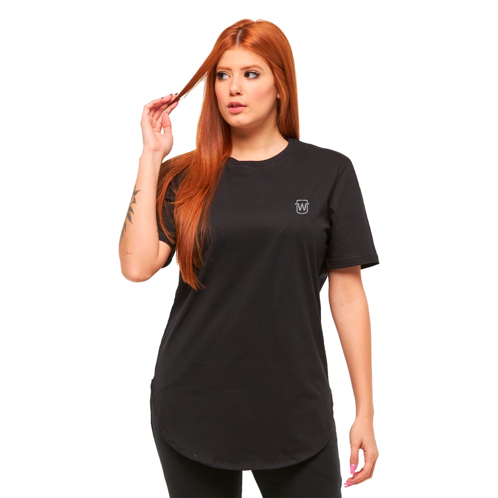 Camiseta Feminina Plus Size Longline Oversized Swag Manga Curta Wooks C1