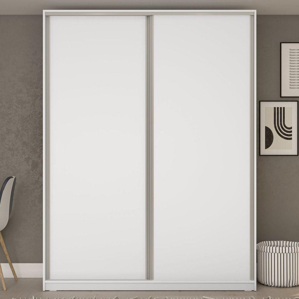 Guarda Roupa Solteiro 2 Portas de Correr 3 Gavetas Belluno RR Móveis Branco