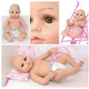 Boneca bebe reborn corpo silicone roupa azul brinde ursinho pelucia dominio  imports