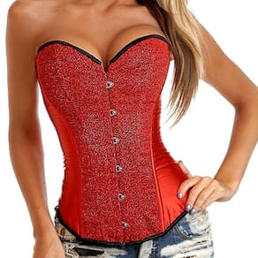 Corset Corpete Corselet Espartilho Modela Cintura Brilhante Vermelho M61