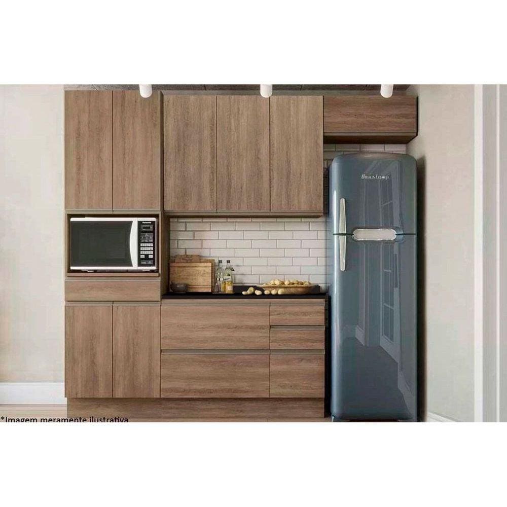 Cozinha Modulada Completa Maxxi 5 Peças (1 Paneleiro + 1 Balcão + 2 Armários + 1 Tampo) C5P48 Nogal - Kappesberg