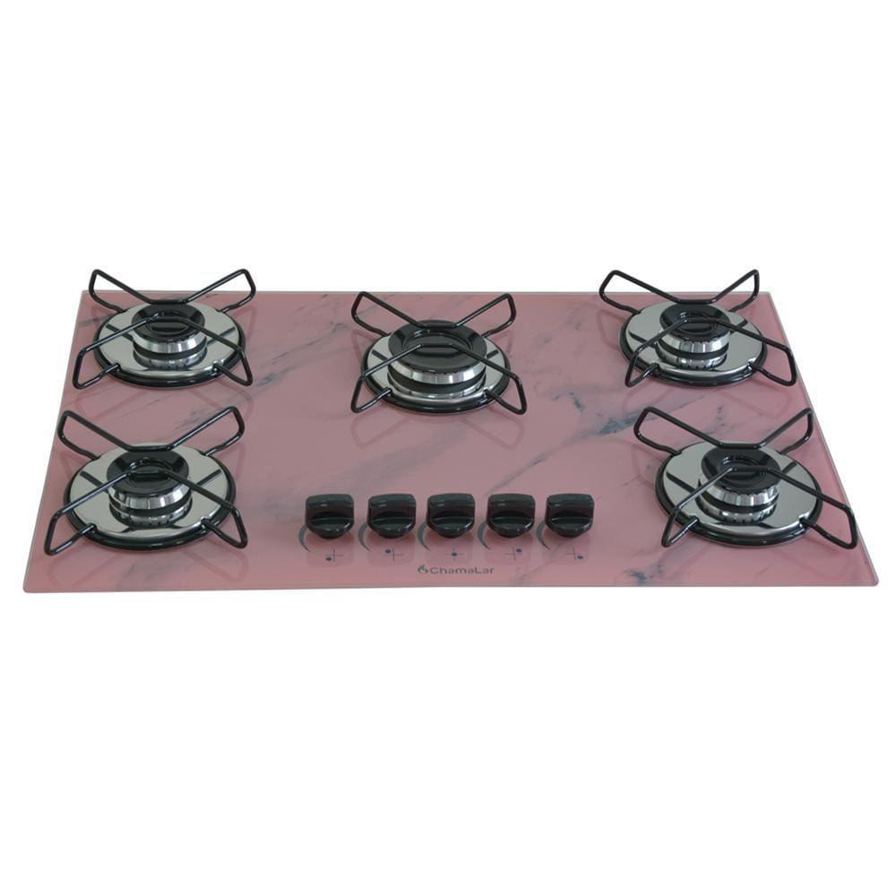 Fogão Cooktop 5bocas Ultra Chama 127/220v Marmo Rosa