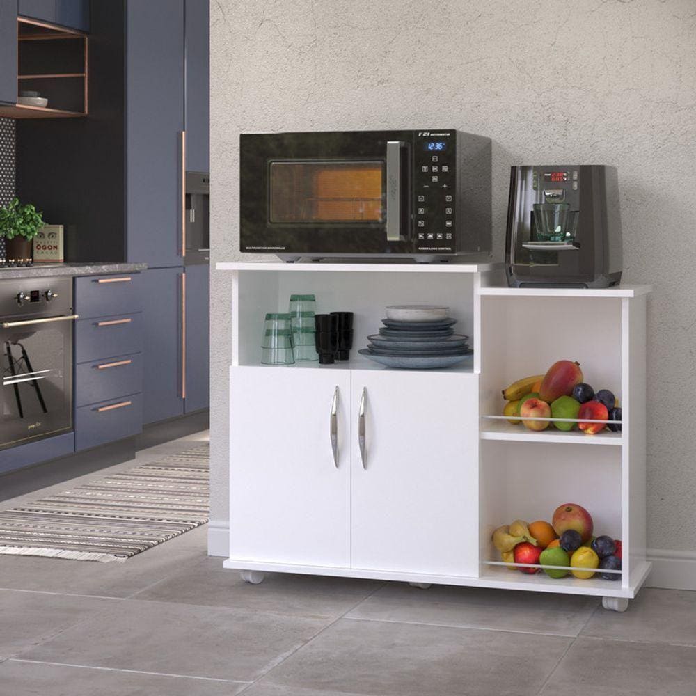 Fruteira Chão 2 Portas Armário Cozinha Branco Microondas Água