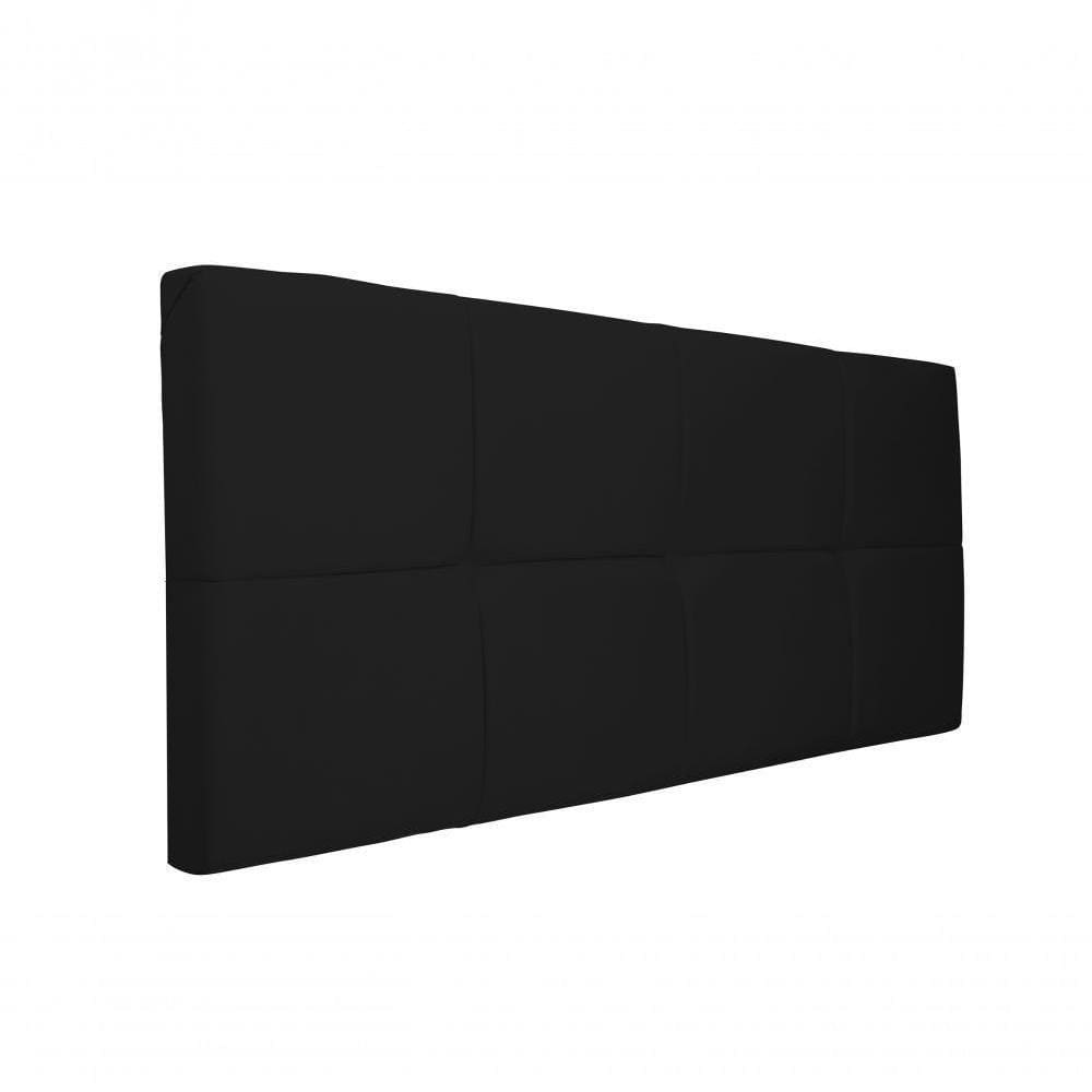 Painel Cabeceira Estofado Decorativo Para Cama Casal 1,40Cm Preto Smf Decor