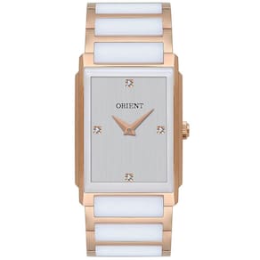 Relógio de Pulso Orient Feminino Analógico Aço Inox Banhado Ouro Rosa Cerâmica LTSK0003 S1RB