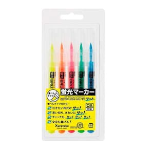 Marcador Brush Kuretake Zig Com 5 Cores Neon