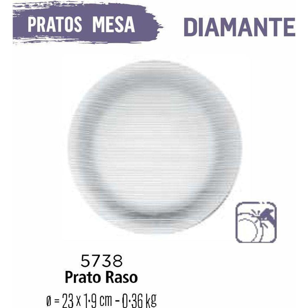 Jogo De Prato Diamante 04 Pratos Rasos - Vidro