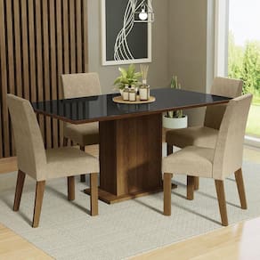 Conjunto Mesa Tampo De Vidro 4 Cadeiras
