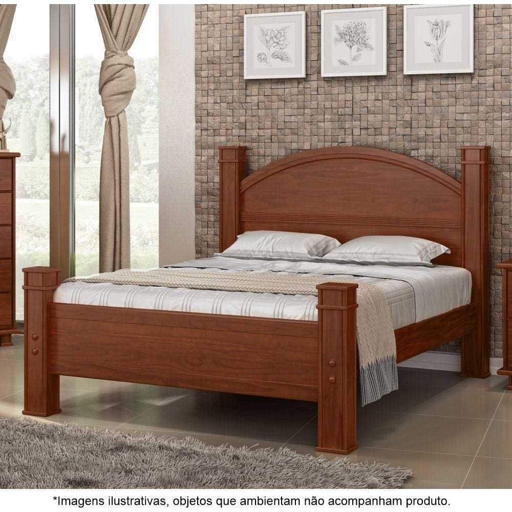 Cama Casal Em Madeira Maciça 1,60 Itália Avelã