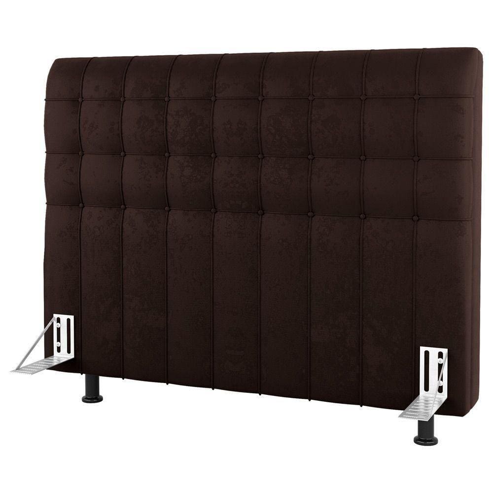 Cabeceira Cama Box Casal King Size Dahlia 195Cm Com Frame Sintético Marrom - Desk Design