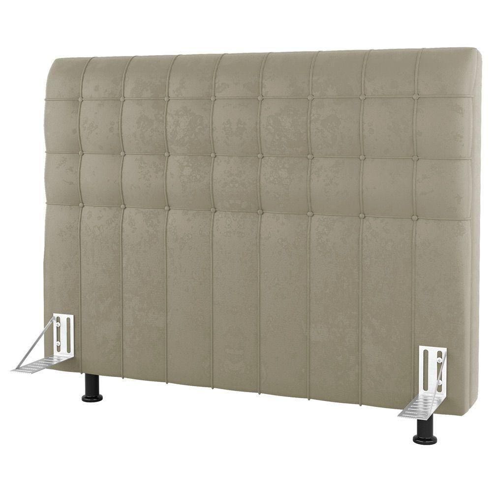 Cabeceira Cama Box Casal Dahlia 140Cm Com Frame Suede Bege - Desk Design